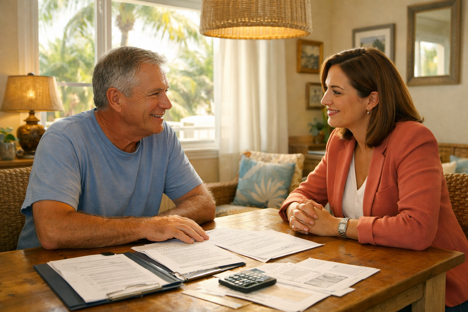 South Florida homeowner reviewing property options with a local home buyer
