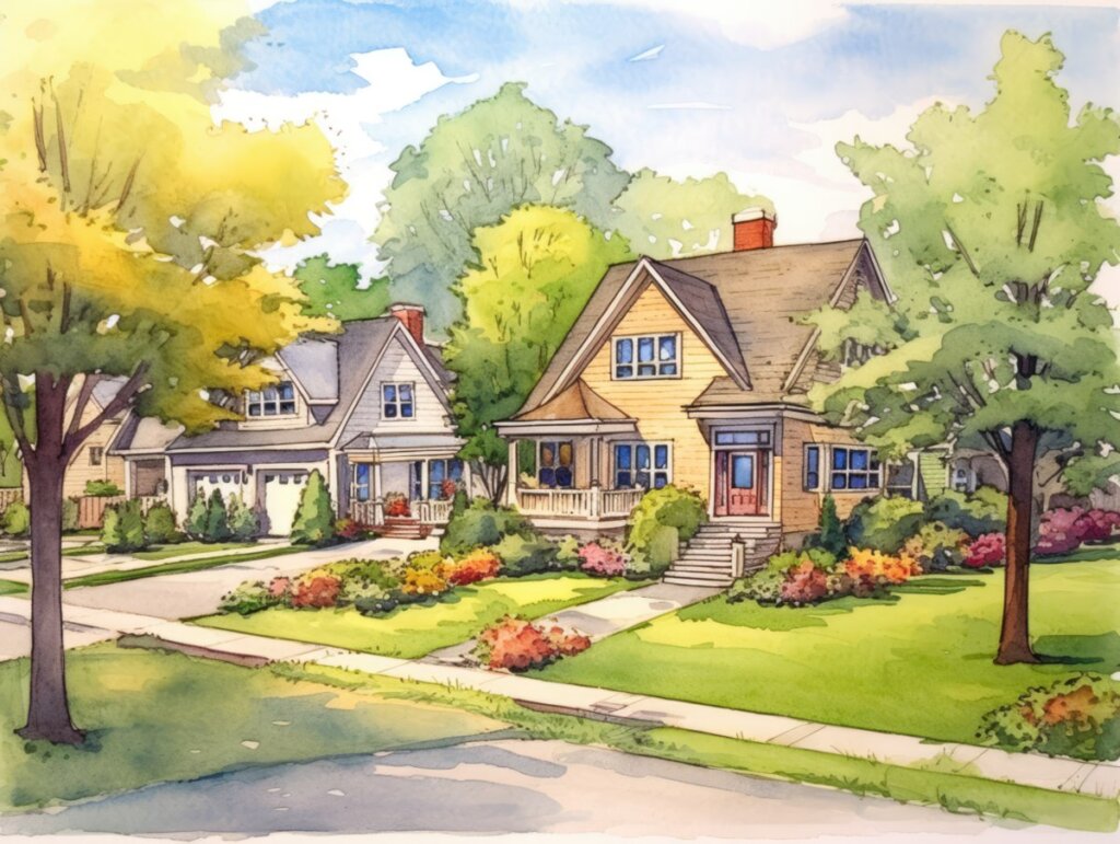home investors vibrant suburban neighbourhood for sale anticipation optimism possibility