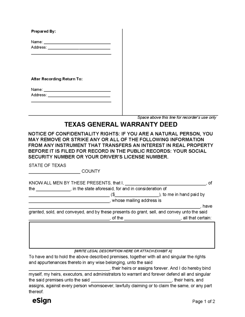 texas general warranty deed
