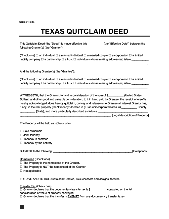 texas quitclaim deed