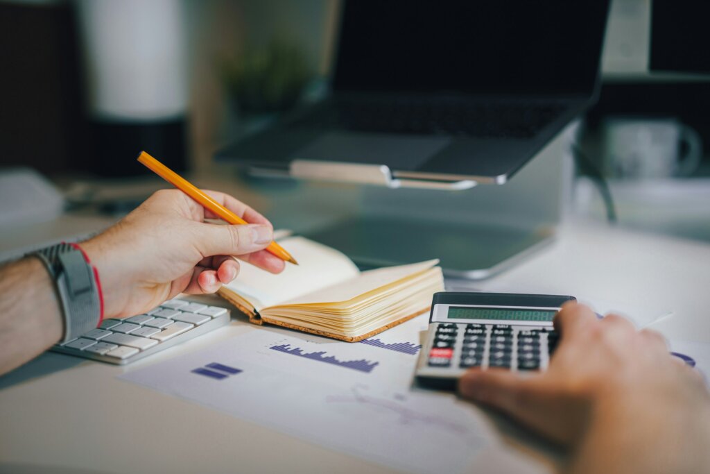 a person using calculator
