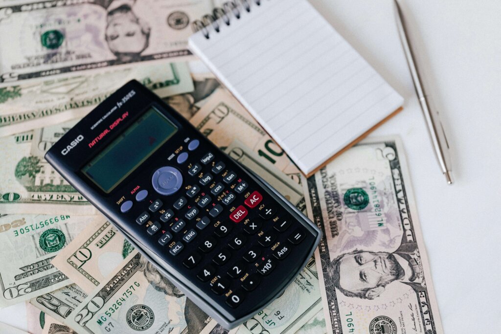 calculator and notepad