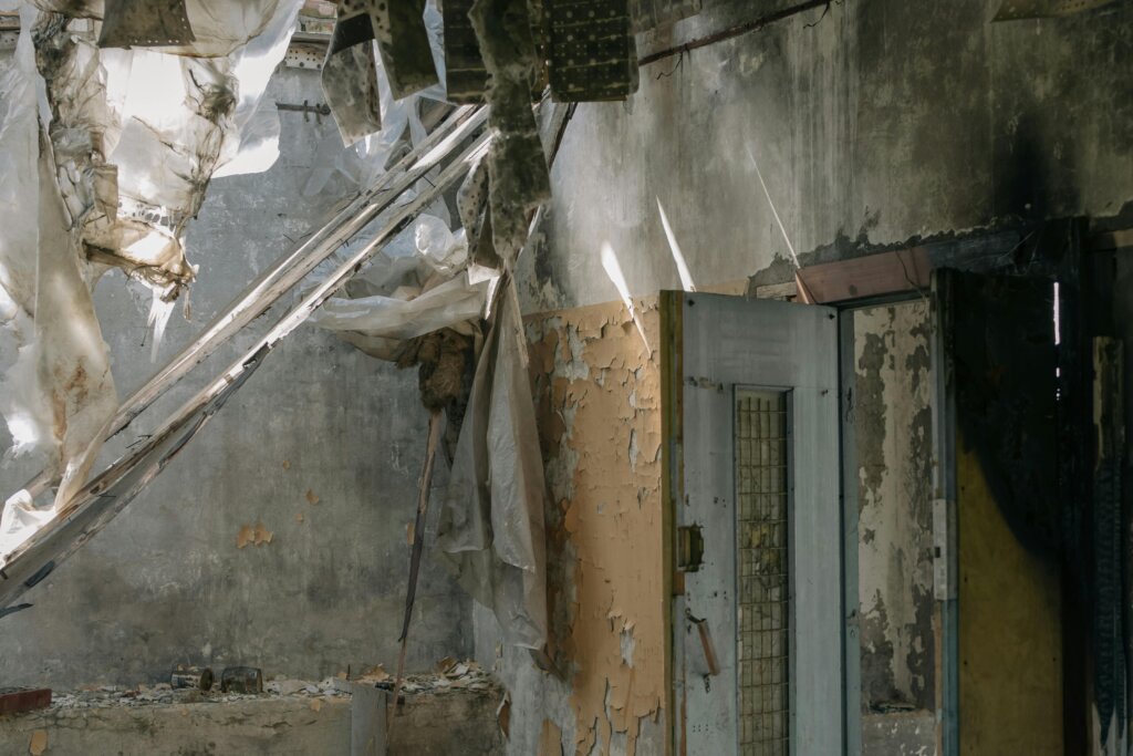 a damaged house