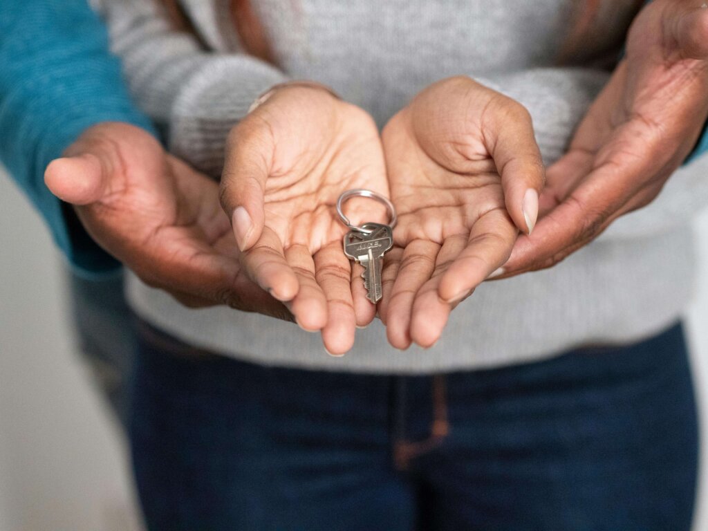 person holding a key