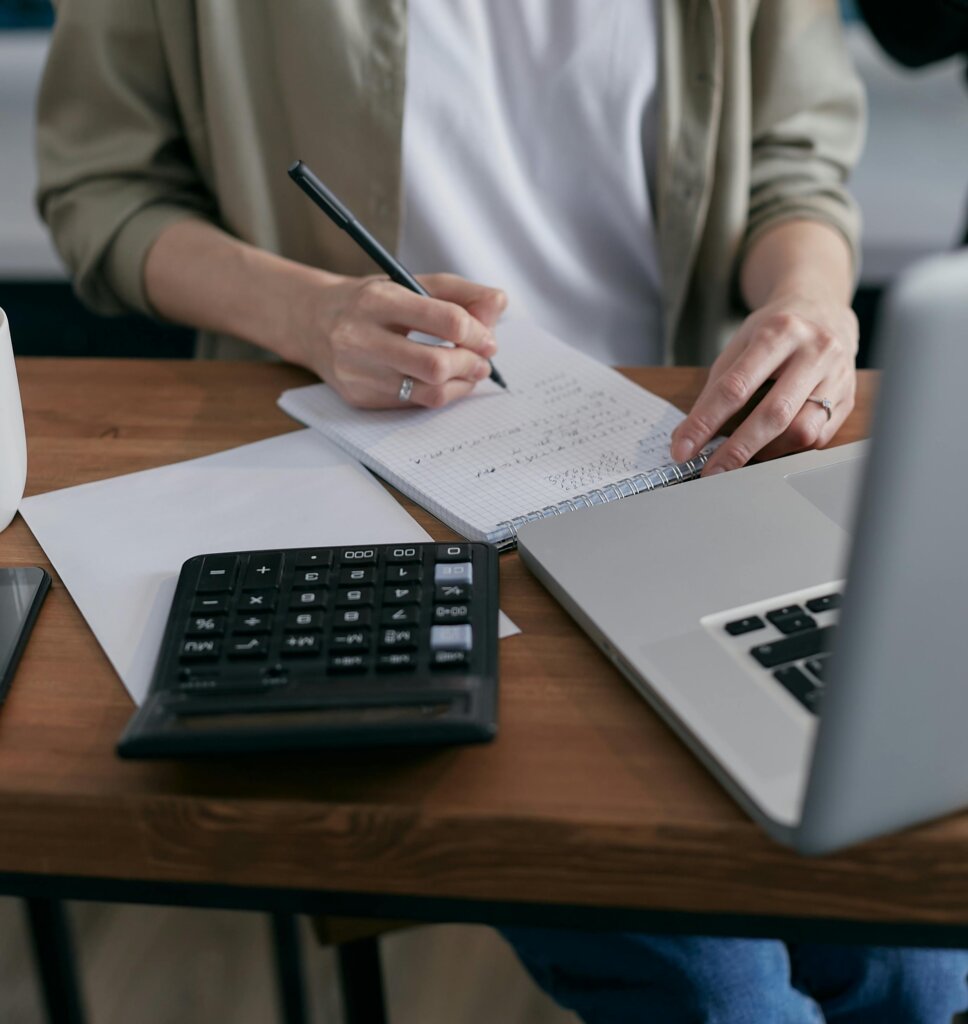 a woman calculating