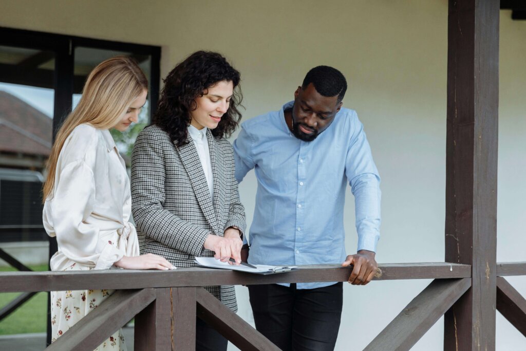 real estate agent discussing