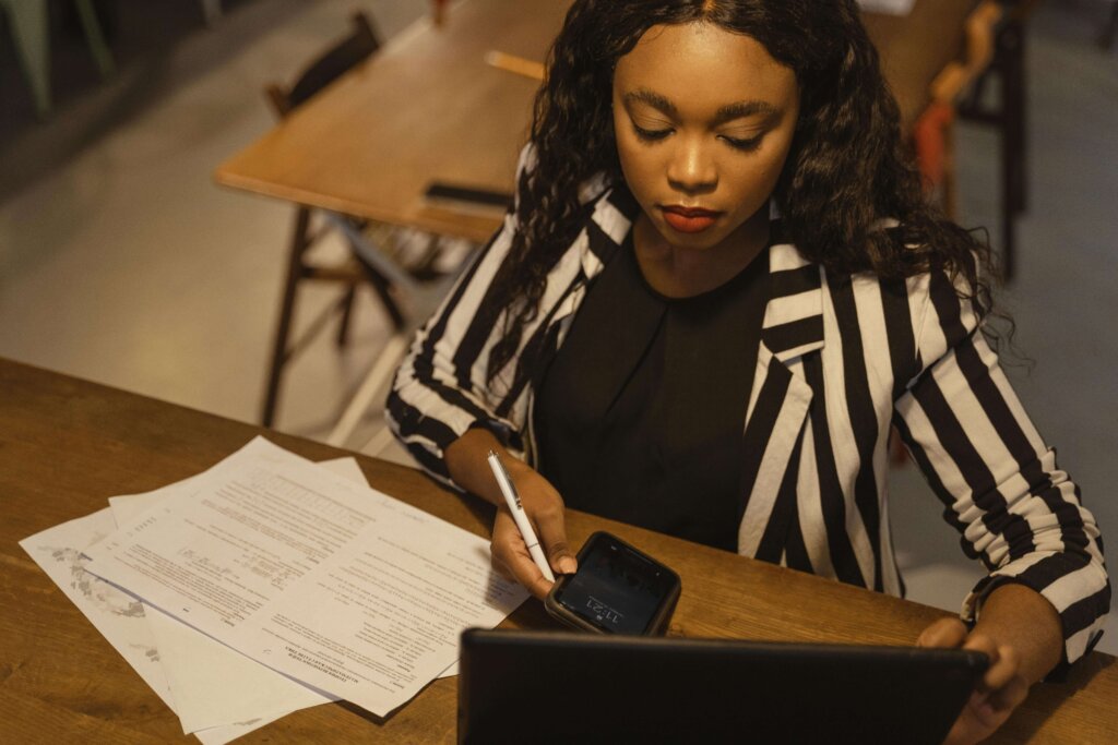 a woman using laptop