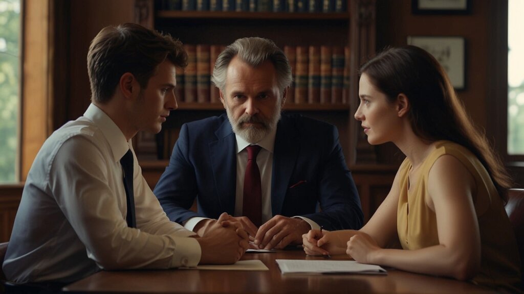 a couple with a lawyer