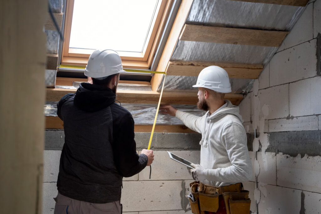 real estate professionals inspecting house