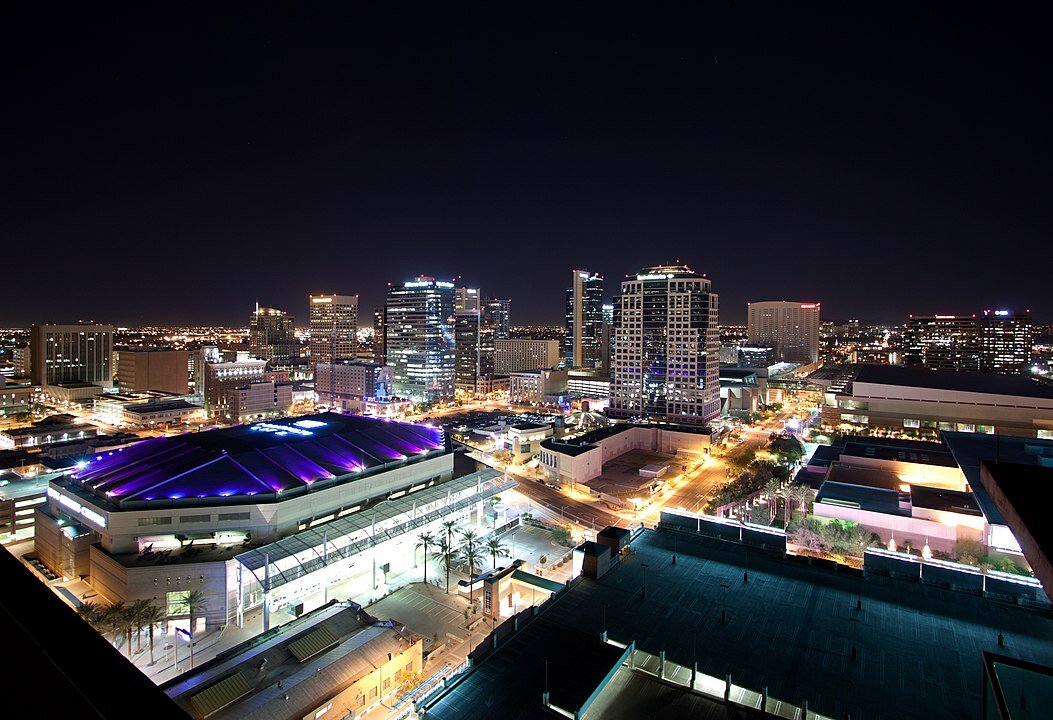Downtown Phoenix Skyline Lights 2012 - By Alan Stark, CC BY-SA 2.0