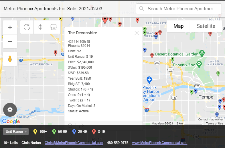 Map Of All Advertised Metro Phoenix Apartments And Multi-family For Sale
