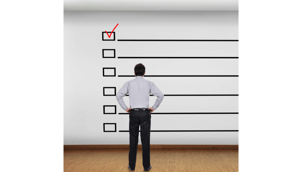 person looking at a checklist