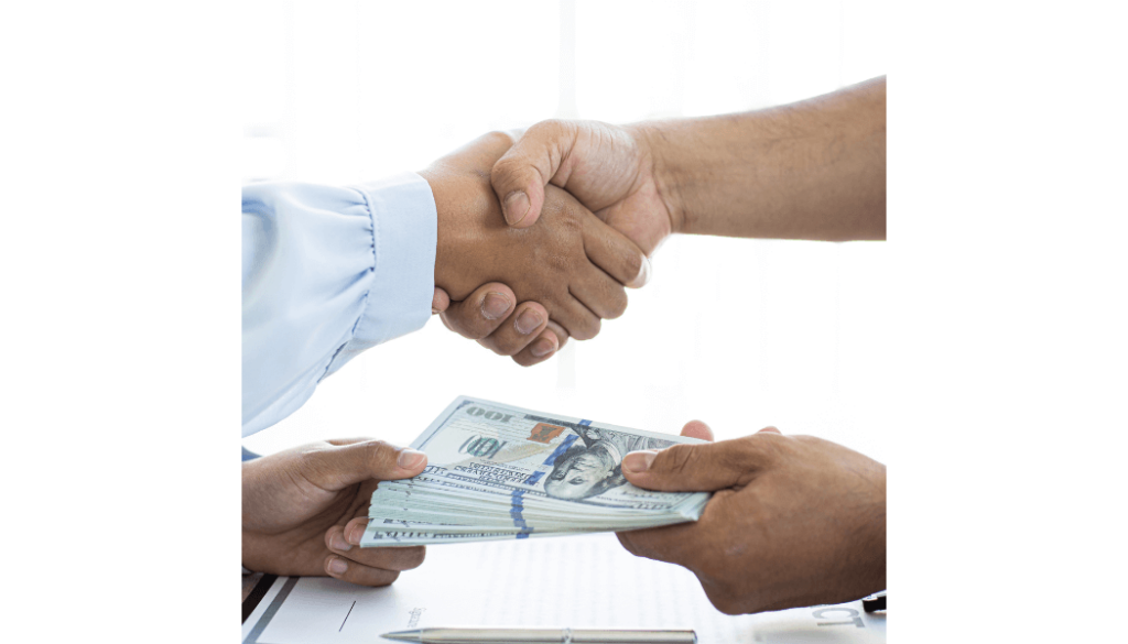 Shaking hands and getting a cash