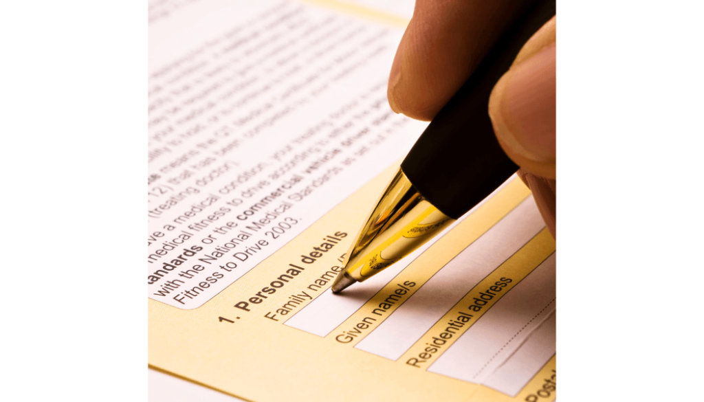 sample picture of an intake form