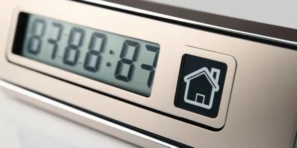 a digital timer showing a countdown with a house design