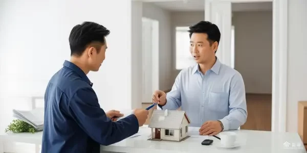 two person discussing about selling a house