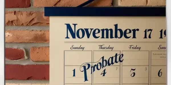 a calendar on the wall with the word "Probate" written on the fourth day of November