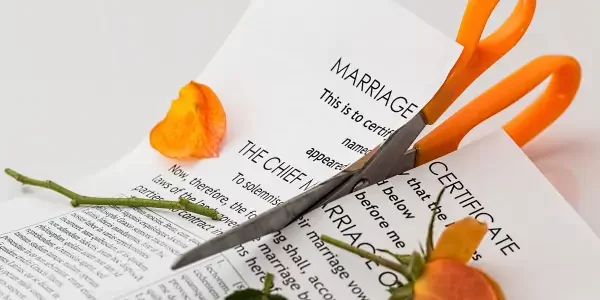 a marriage contract cut in the middle