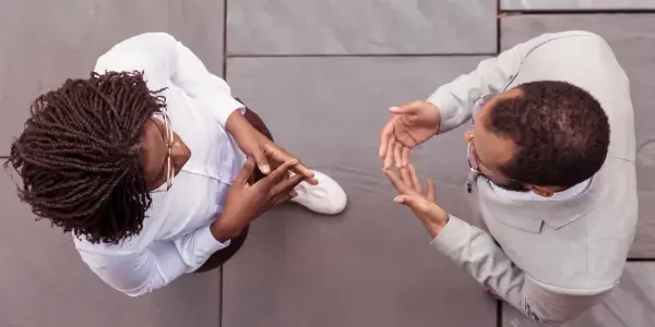 two people talking to each other