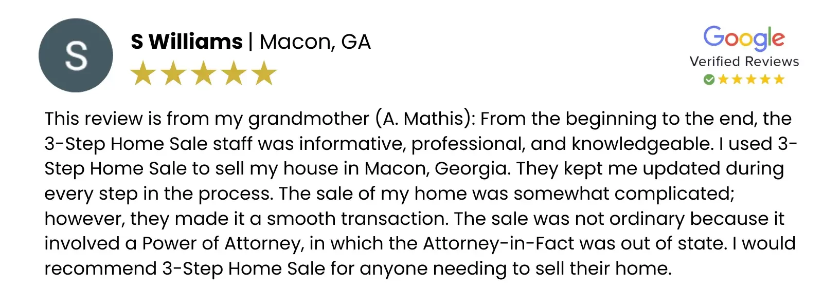 S Williams - Macon GA Review