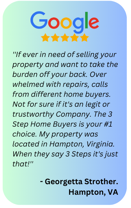 5 star google review from Georgetta in Hampton VA
