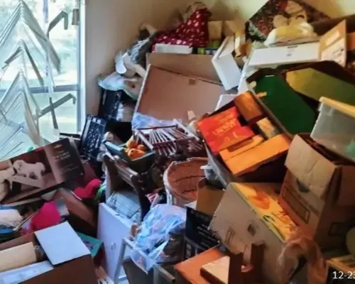 Junk piled up inside  room