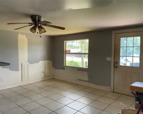 Old unfinished painted wall