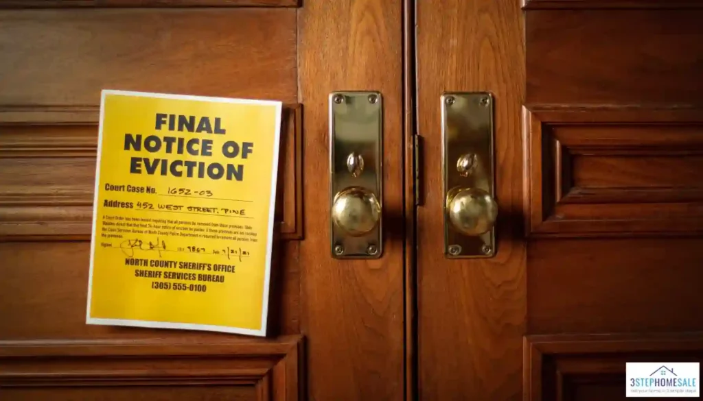 Eviction notice posted at the front door
