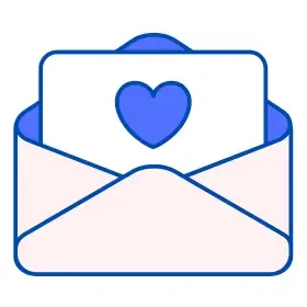 mail envelope icon with a heart shape