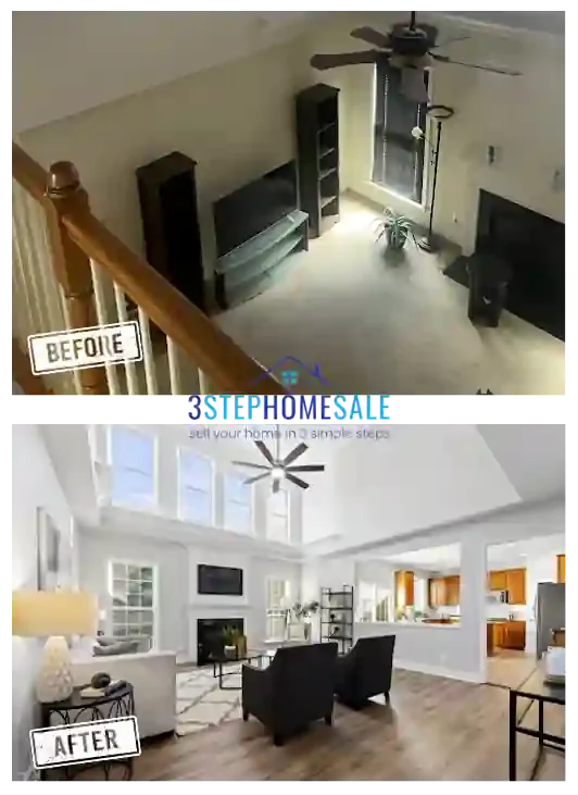 before and after living room