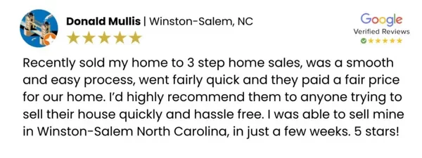 google review from our Winston Salem client