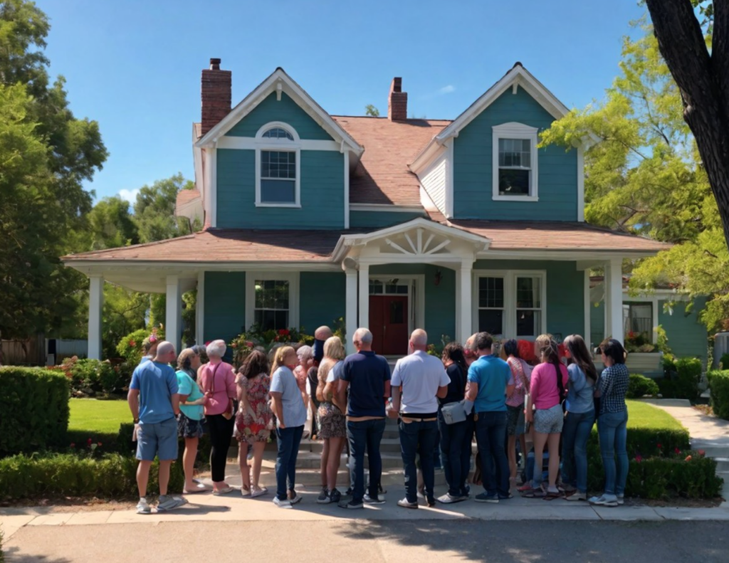 image of people attending a house showing when listing your house instead of selling to a we buy houses company