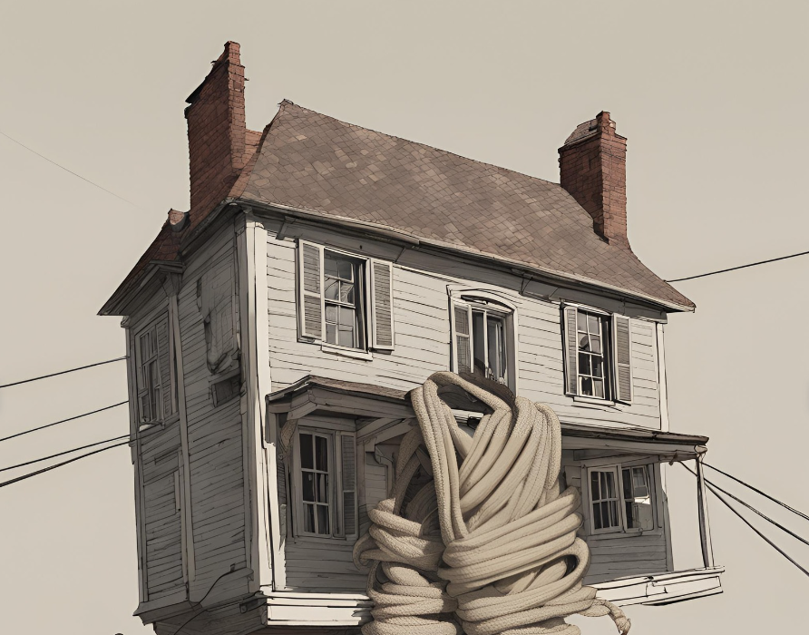 House being pulled on by multiple ropes due to selling house during divorce process