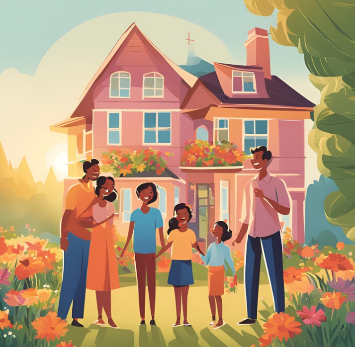 Photo of a family using owner financing for selling their house as a rent to own