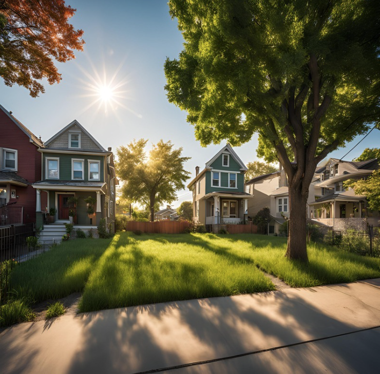 Vacant lot between to houses for sale to a we buy houses company like yegflip