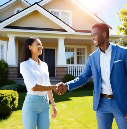 picture of a realtor selling a house with a house seller