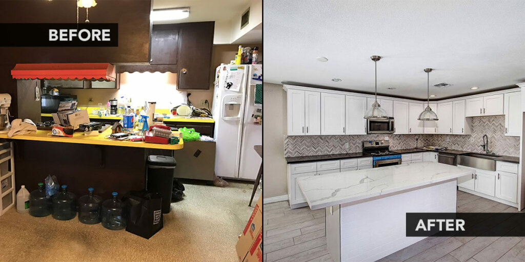 buying houses before and after shot. cash home buyers in houston