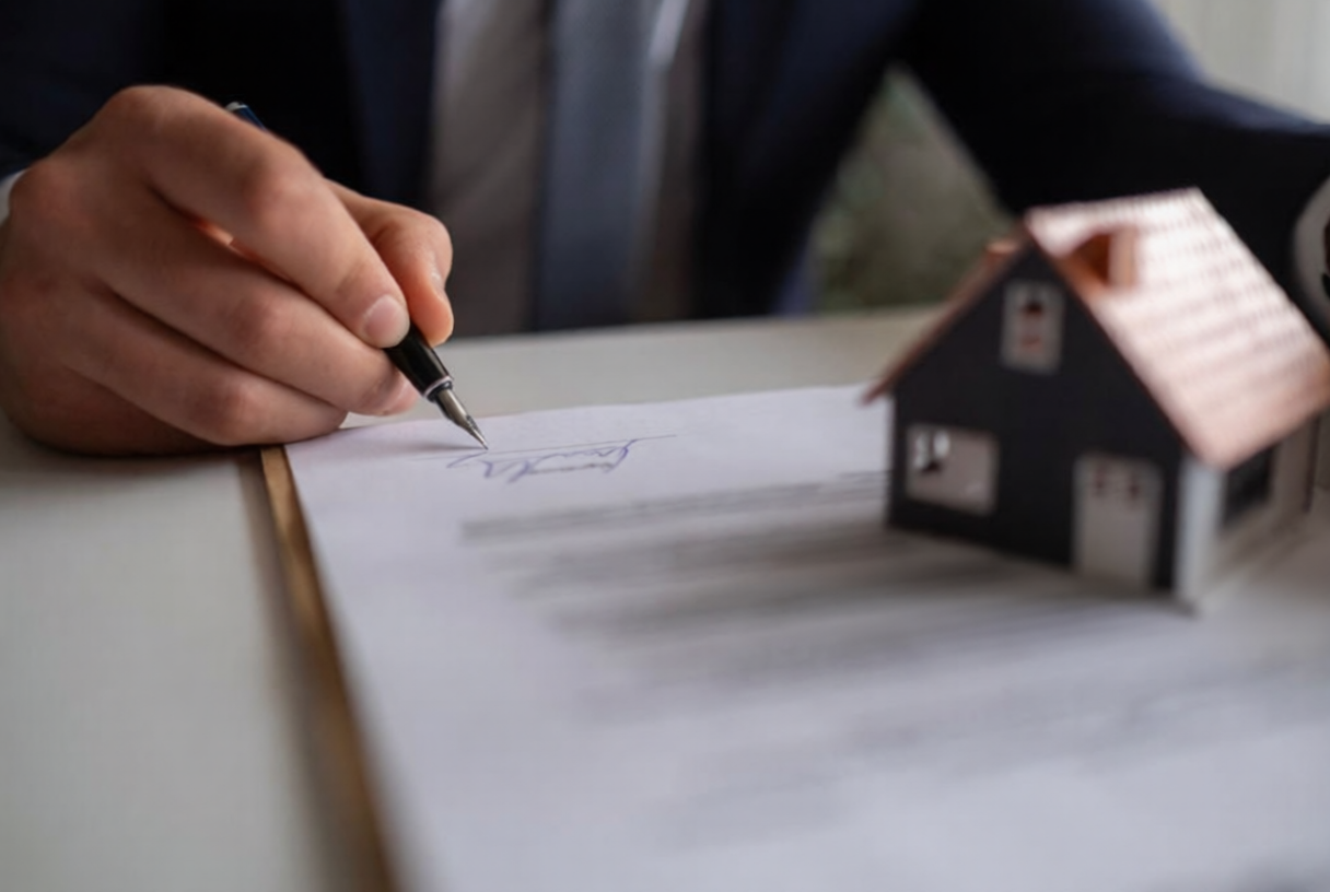 Signing documents for inherited property sale and estate settlement