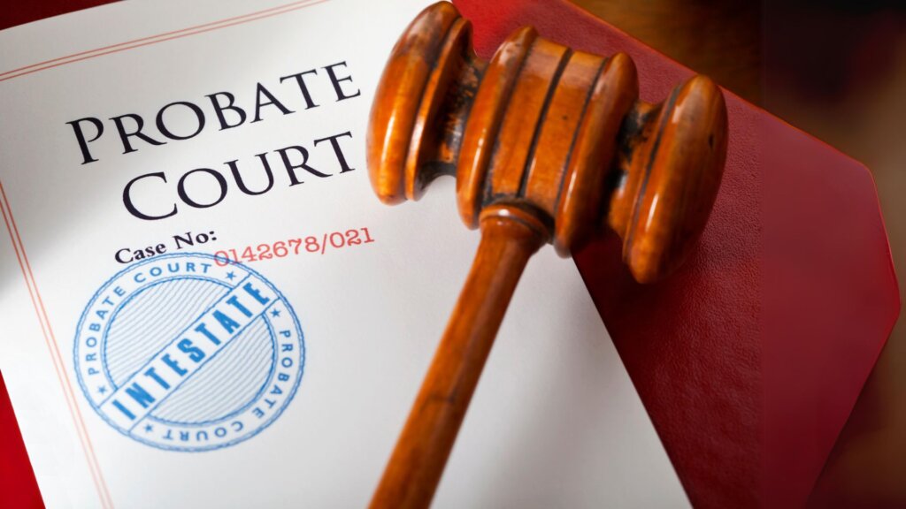 Probate court document with an Intestate stamp on it