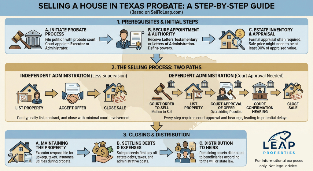 infographic of selling a house in texas probate