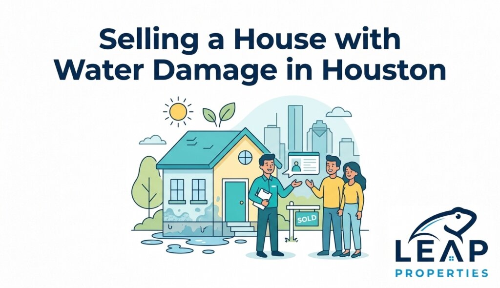 selling a house with water damage in Houston, TX infographic
