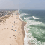 Aerial view of the beach at the Jersey Shore