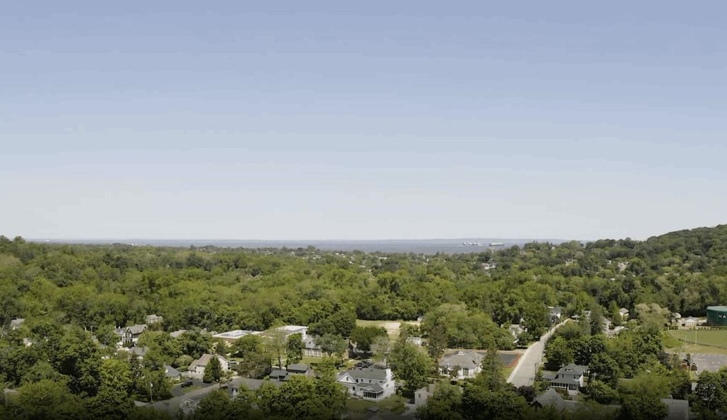 Atlantic Highlands NJ aerial view of Sandy Hook Bay