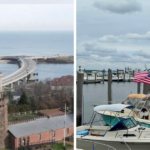 Twin Lights at Highlands, NJ & the marina in Atlantic Highlands, NJ