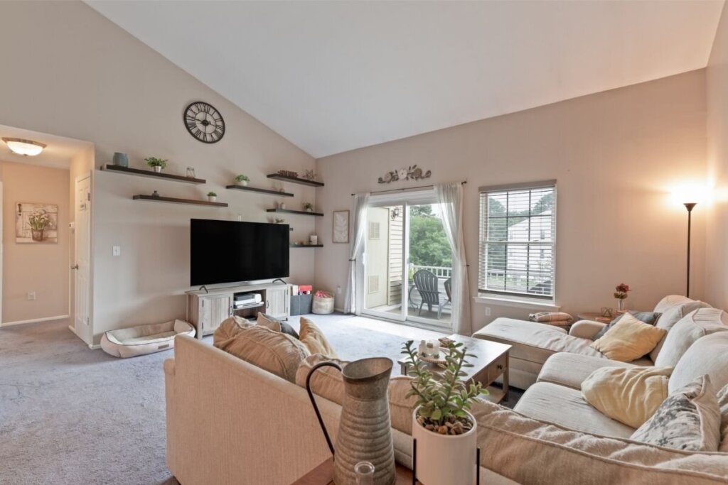 Condo living room in fox Chase development, Tinton Falls, NJ.