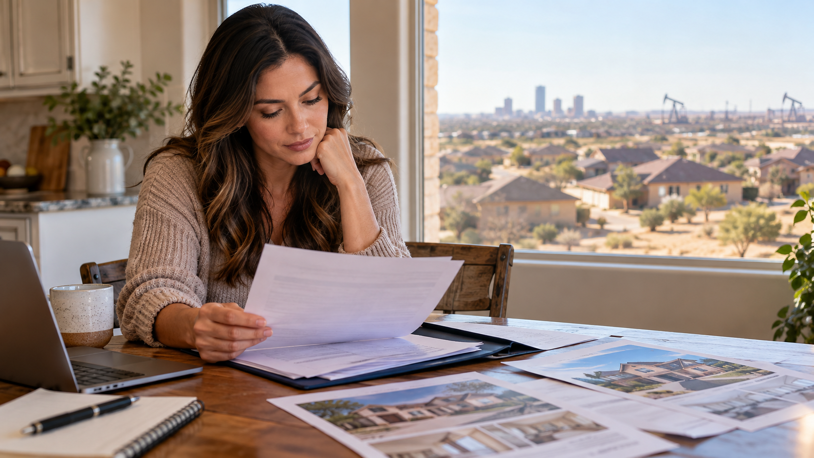 Illustrative scene: a homeowner and real estate professional reviewing a listing calendar and next steps.