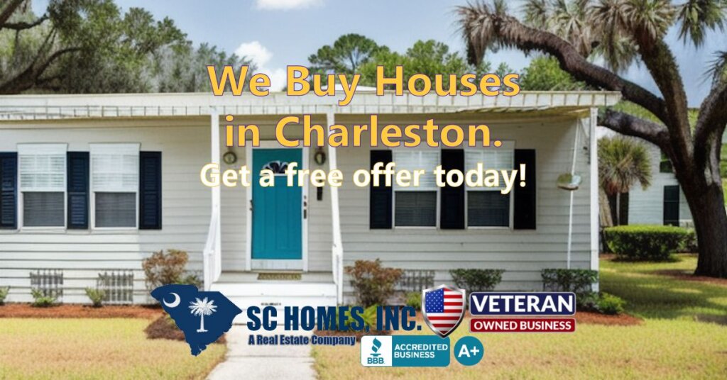 We Buy Houses in Charleston Companies A photo of a mobile home house in Charleston, South Carolina. The house is in good condition and has a well-maintained yard.