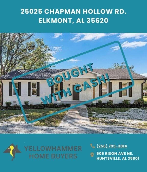house with foundation issues purchased for cash 25025 Chapman Hollow Rd Elkmont AL 35620 Yellowhammer Home Buyers