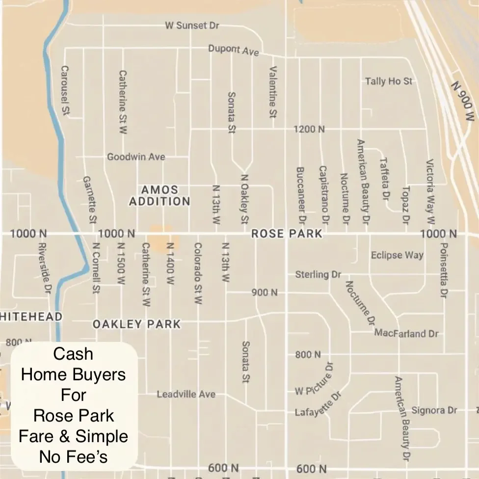Cash Home Buyers Salt Lake purchases Rose Park homes throughout the original petal-pattern streets in central Rose Park — the distinctive 1949 curvilinear layout that gives the neighborhood its name