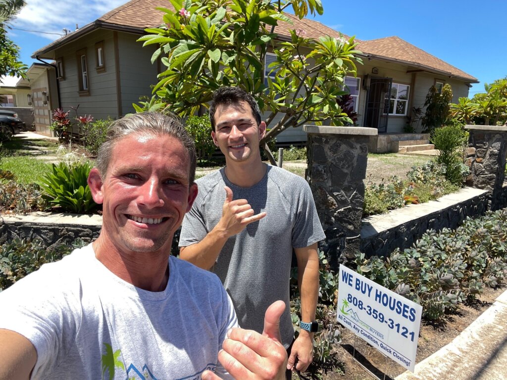 Greg and David from Hawaii Cash Buyers at a house we recently bought for all cash in Kahului, Hawaii